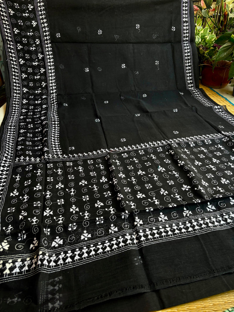 Cotton Kantha Work Saree
