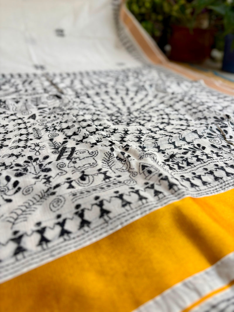 Cotton Kantha Work Saree