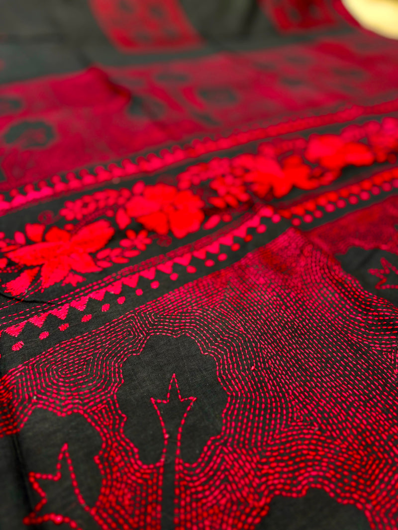 Cotton Kantha Work Saree