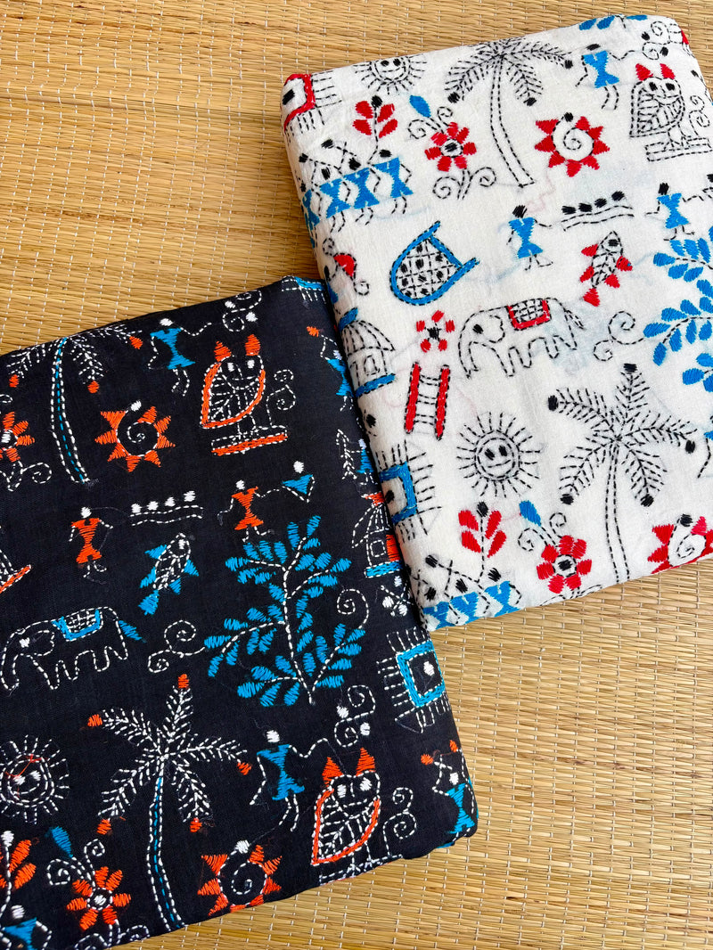Cotton Kantha Work Saree