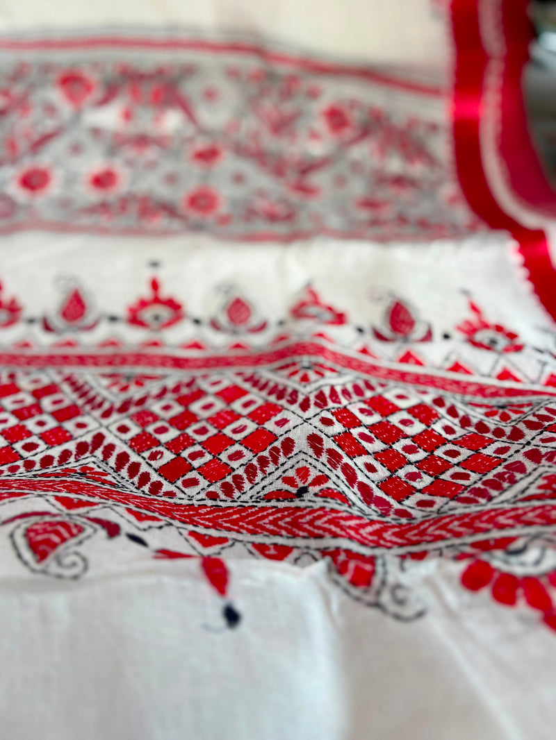 Cotton Kantha Work Saree
