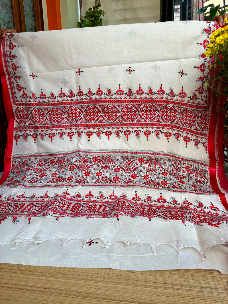 Cotton Kantha Work Saree