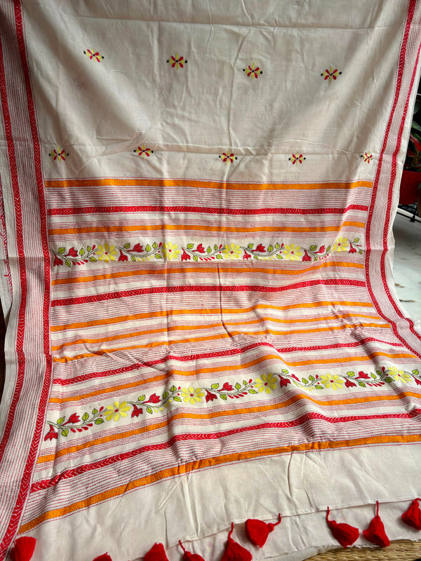 Cotton Kantha Work Saree