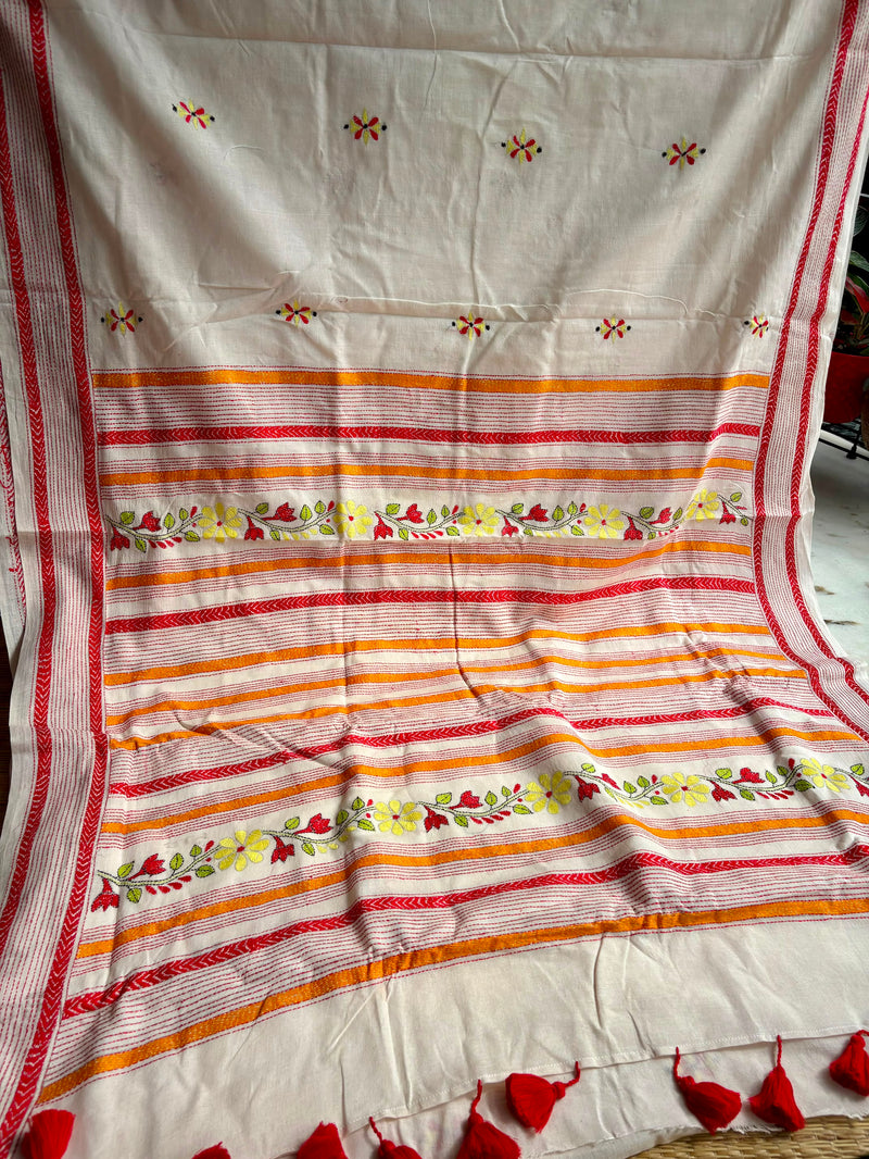 Cotton Kantha Work Saree