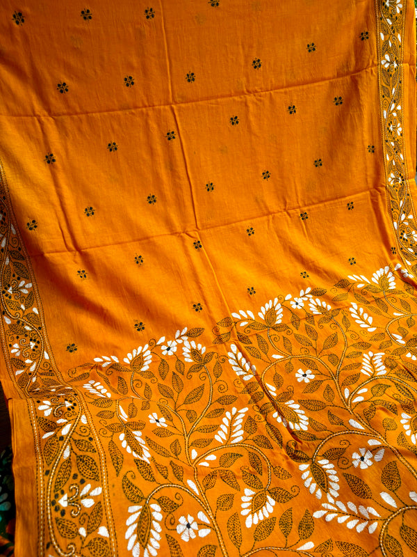 Cotton Kantha Work Saree