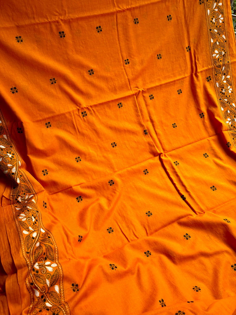 Cotton Kantha Work Saree