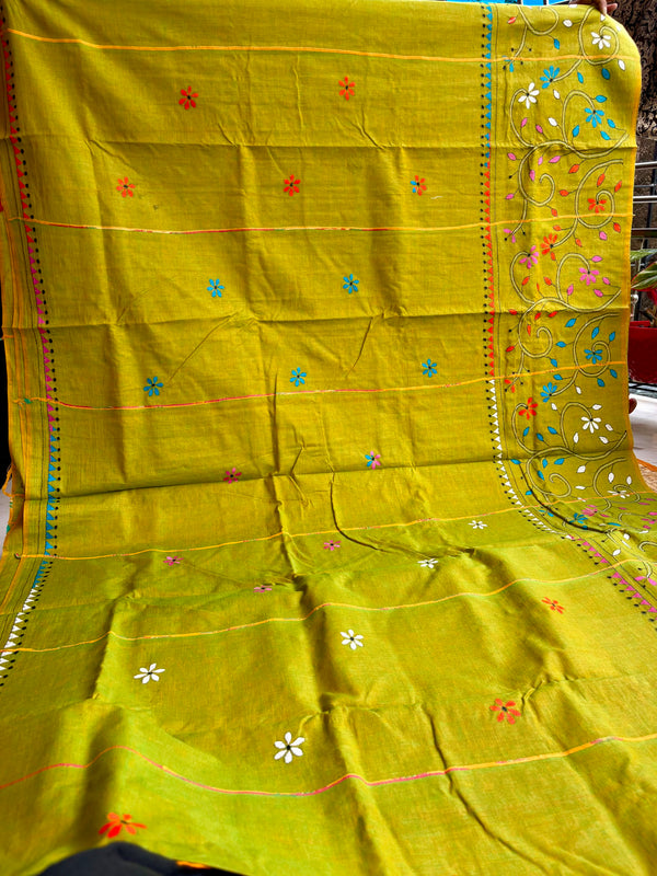 Cotton Kantha Work Saree
