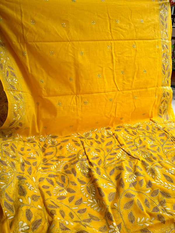 Cotton Kantha Work Saree
