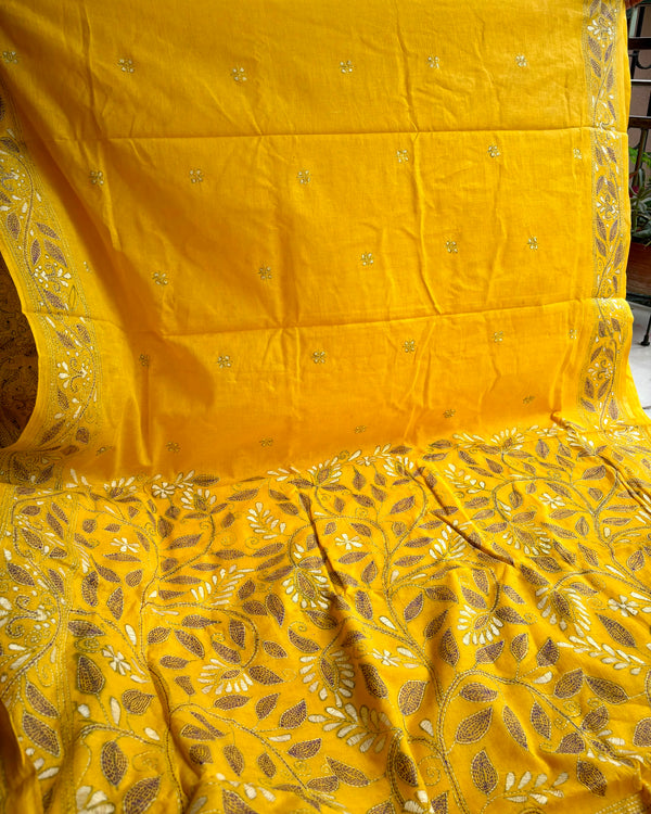 Cotton Kantha Work Saree