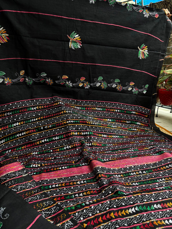 Cotton Kantha Work Saree