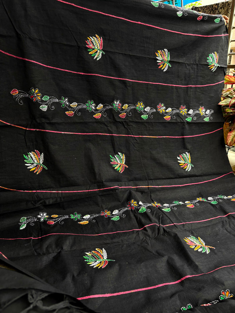 Cotton Kantha Work Saree