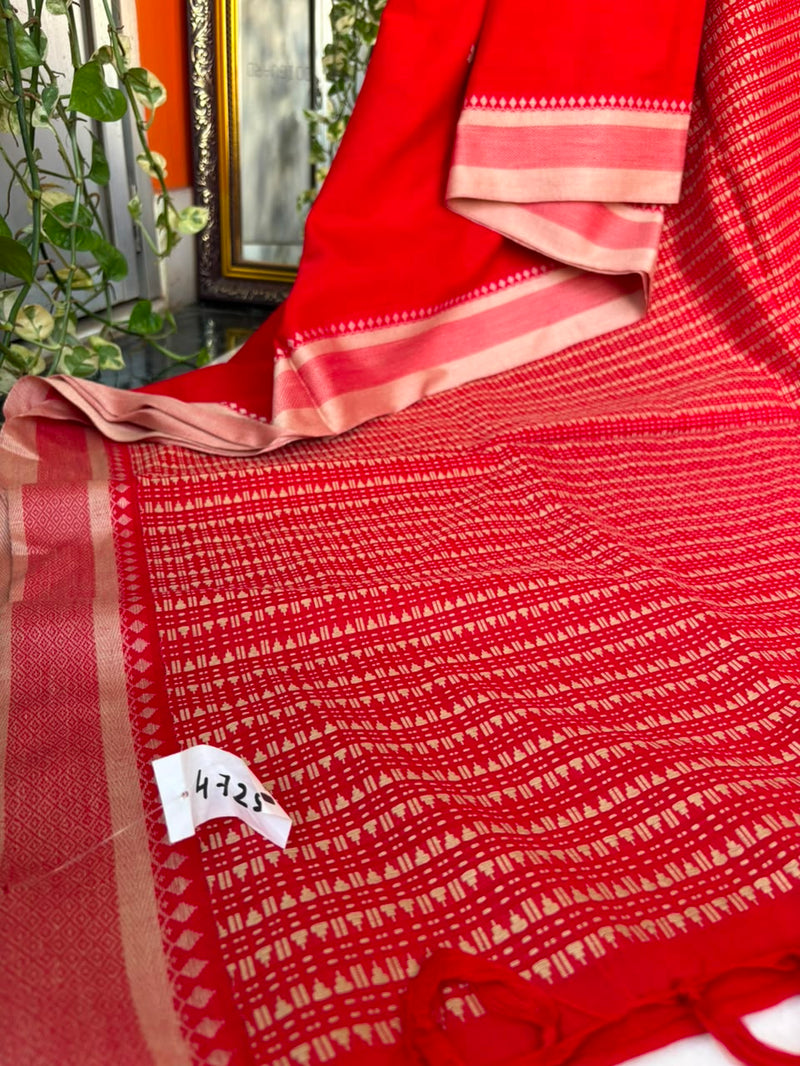 Bengal Cotton Handloom Saree — Red 06