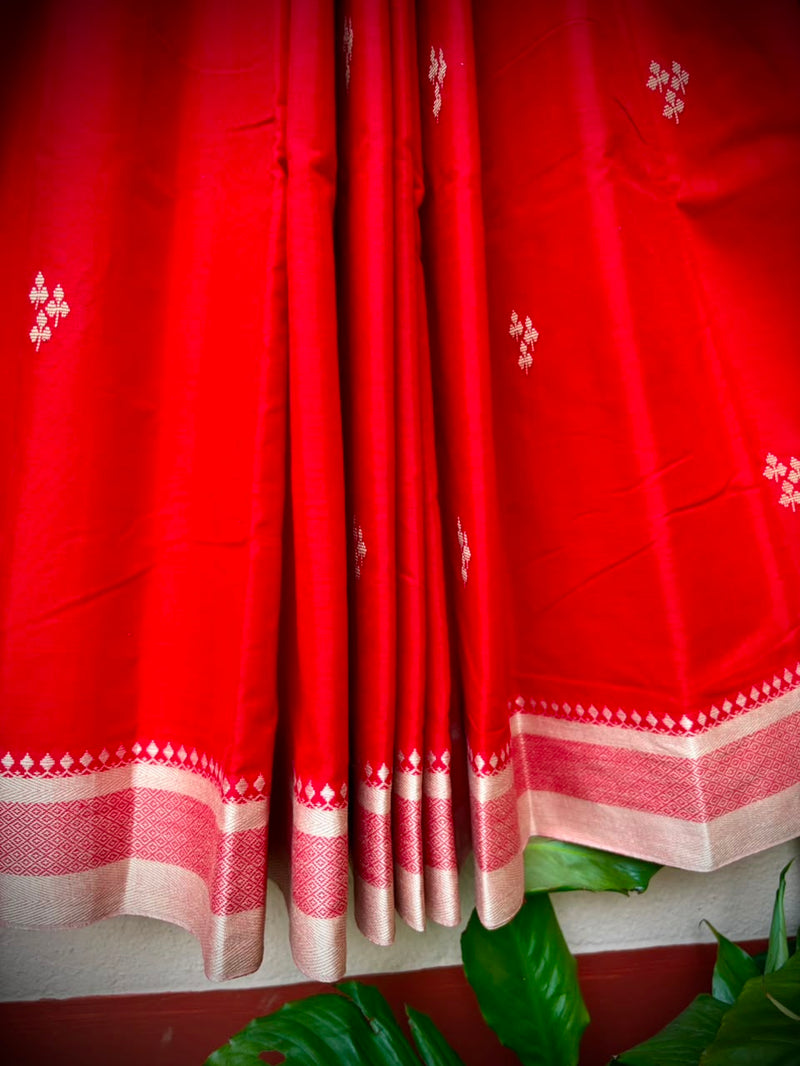 Bengal Cotton Handloom Saree — Red 06