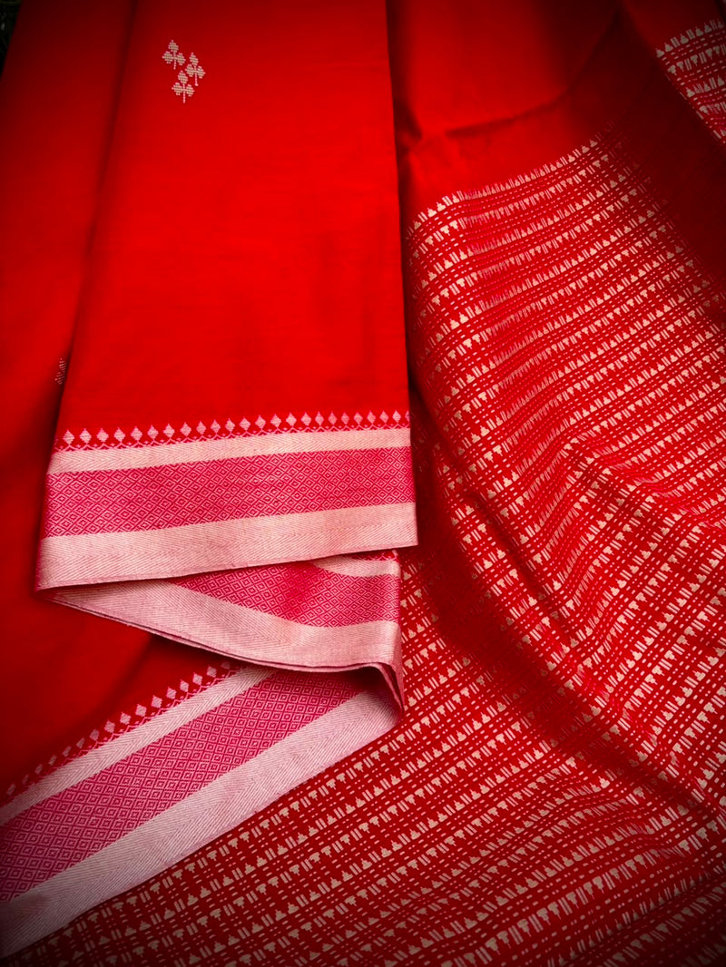 Bengal Cotton Handloom Saree — Red 06