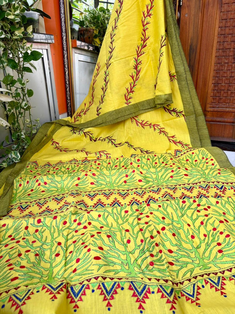 Cotton Kantha Work Saree