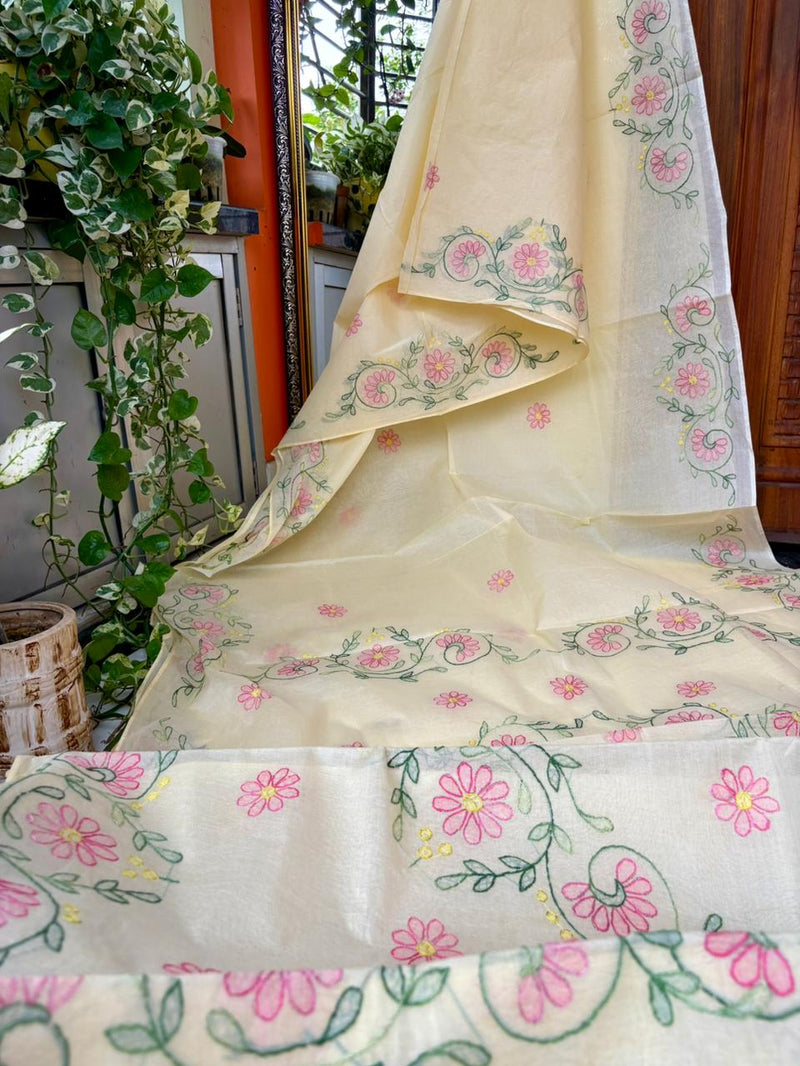 Cotton Kantha Work Saree
