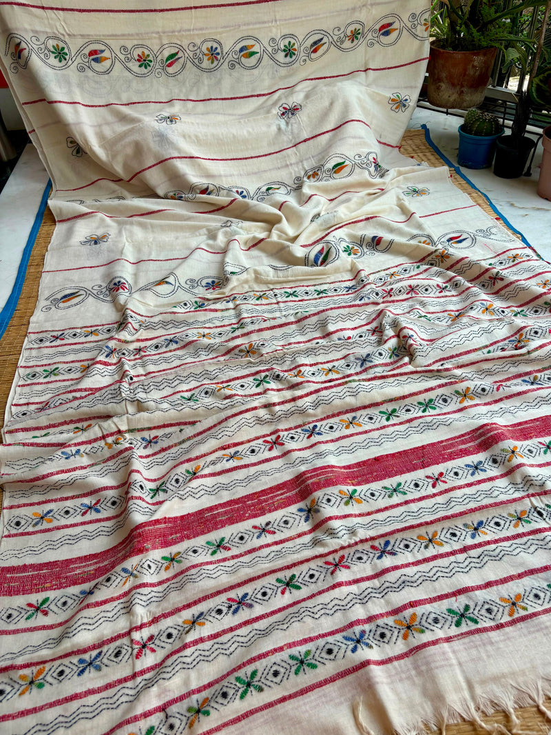 Cotton Kantha Work Saree